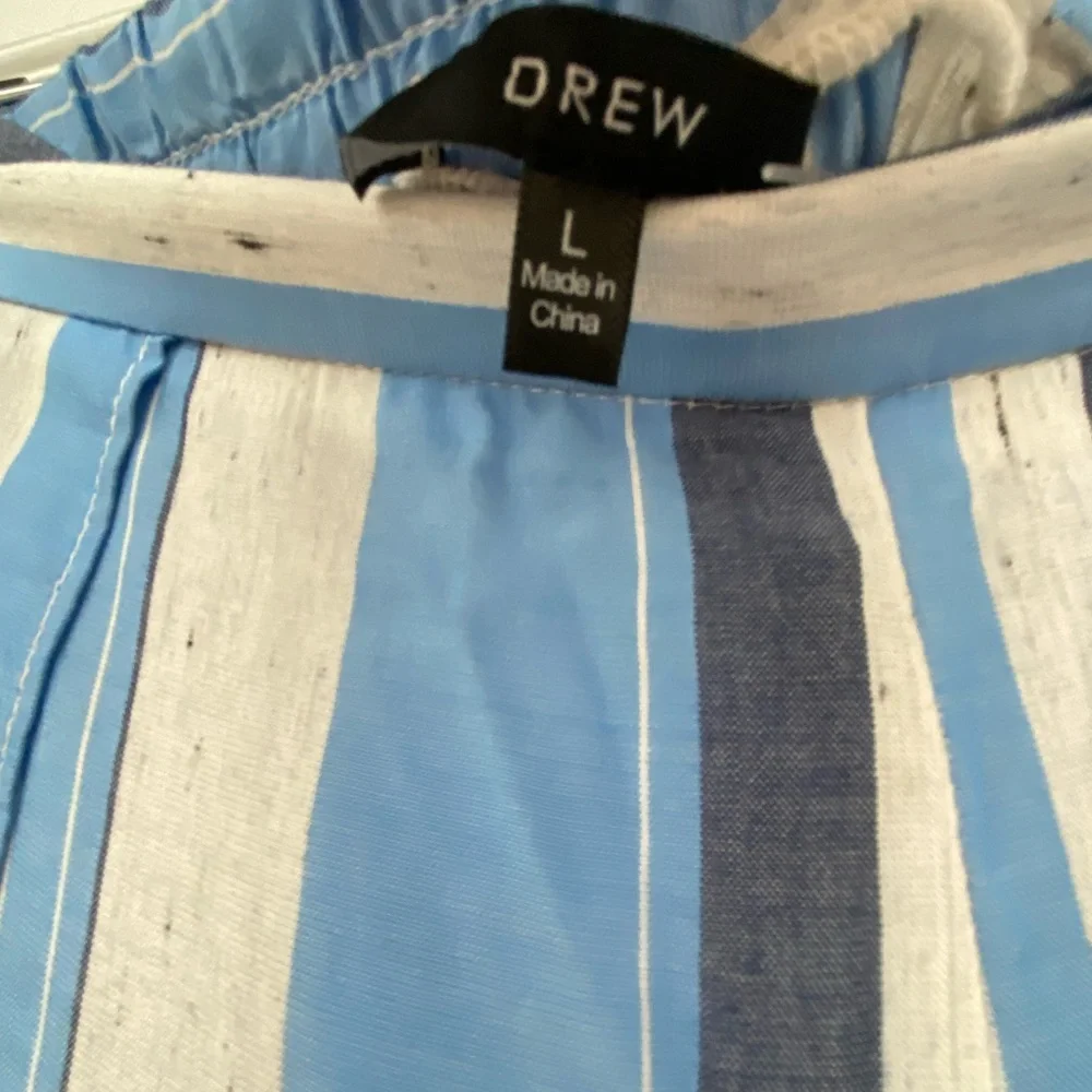 DREW Blue and White Striped Split Pants - Large